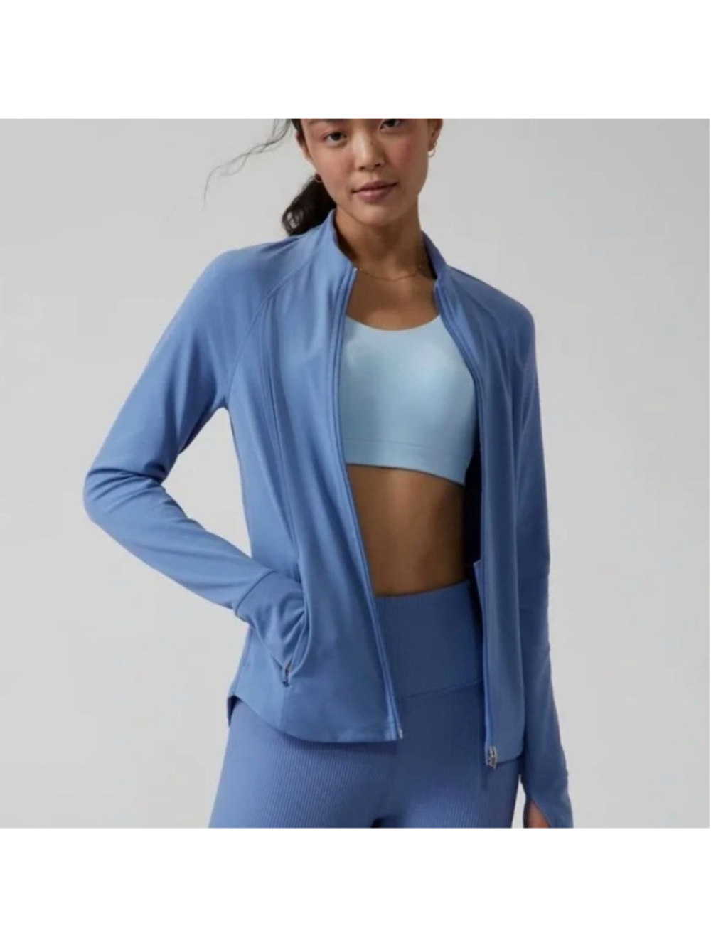 Athleta Salutation Jacket cottage blue athletic butter soft women's size small S
